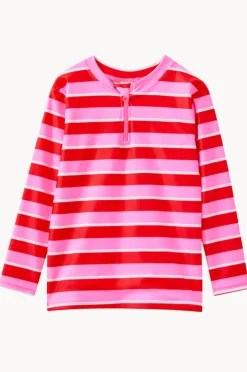 Rashies & Sunsuits|Rashies & Sunsuits|Milky Girls Candy Stripe Suntop Red/pink