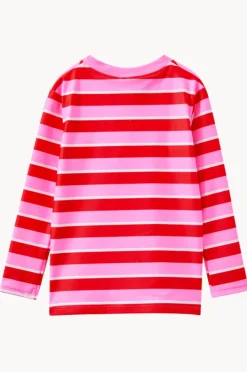 Rashies & Sunsuits|Rashies & Sunsuits|Milky Girls Candy Stripe Suntop Red/pink