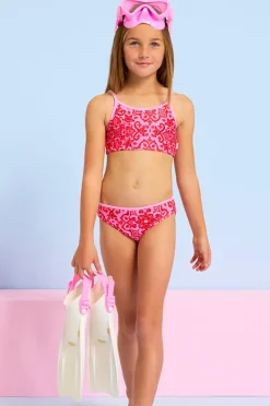 Bikini Sets|Seafolly Girls Girls Capri Tile Crop Set Red/Pink