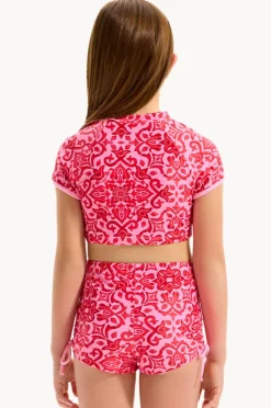 Rashies & Sunsuits|Seafolly Girls Girls Capri Tile Suntop Set Red/Pink