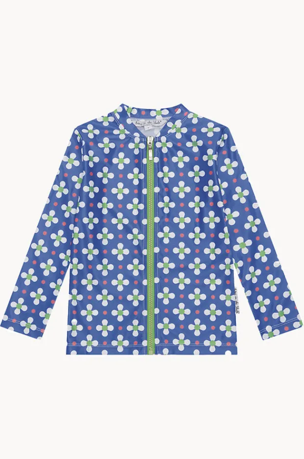 Rashies & Sunsuits|Babes In The Shade Girls Clover Suntop Blue/white