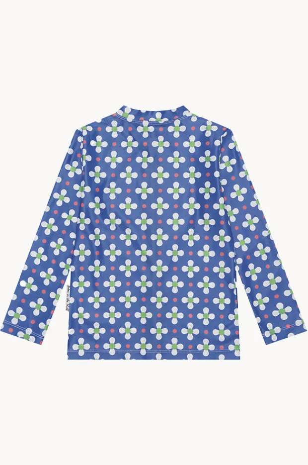 Rashies & Sunsuits|Babes In The Shade Girls Clover Suntop Blue/white