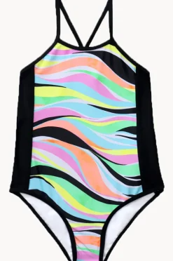 One Pieces|Salty Ink Girls Coastal Wave One Piece Neon