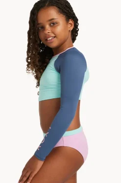 Bikini Sets|Roxy Girls Colorblock Crop Suntop Set Indigo