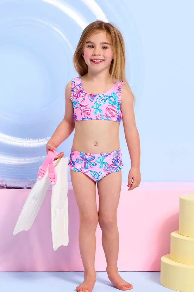 Bikini Sets|Seafolly Girls Girls Sea Frill Crop Set Coral