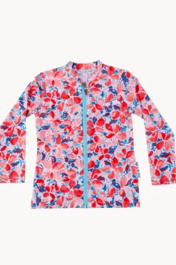 Rashies & Sunsuits|Babes In The Shade Girls Coral Suntop Blue/coral