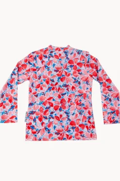 Rashies & Sunsuits|Babes In The Shade Girls Coral Suntop Blue/coral