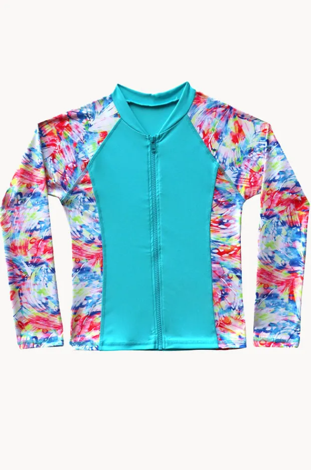 Rashies & Sunsuits|Salty Ink Girls Cosmik Crush Long Sleeve Suntop Blue/multi