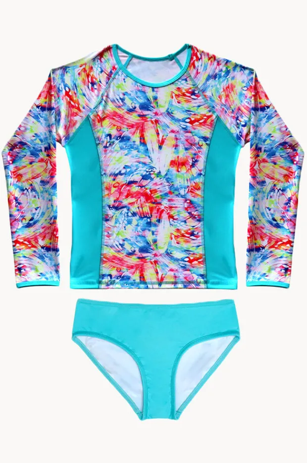 Rashies & Sunsuits|Rashies & Sunsuits|Salty Ink Girls Cosmik Crush Suntop Set Blue/Multi