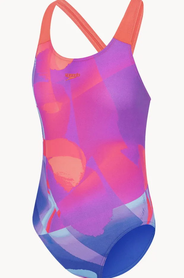 One Pieces|Speedo Girls Digital Allover Powerback One Piece Blue/purple