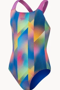 One Pieces|Speedo Girls Digital Allover Powerback One Piece Blue/multi