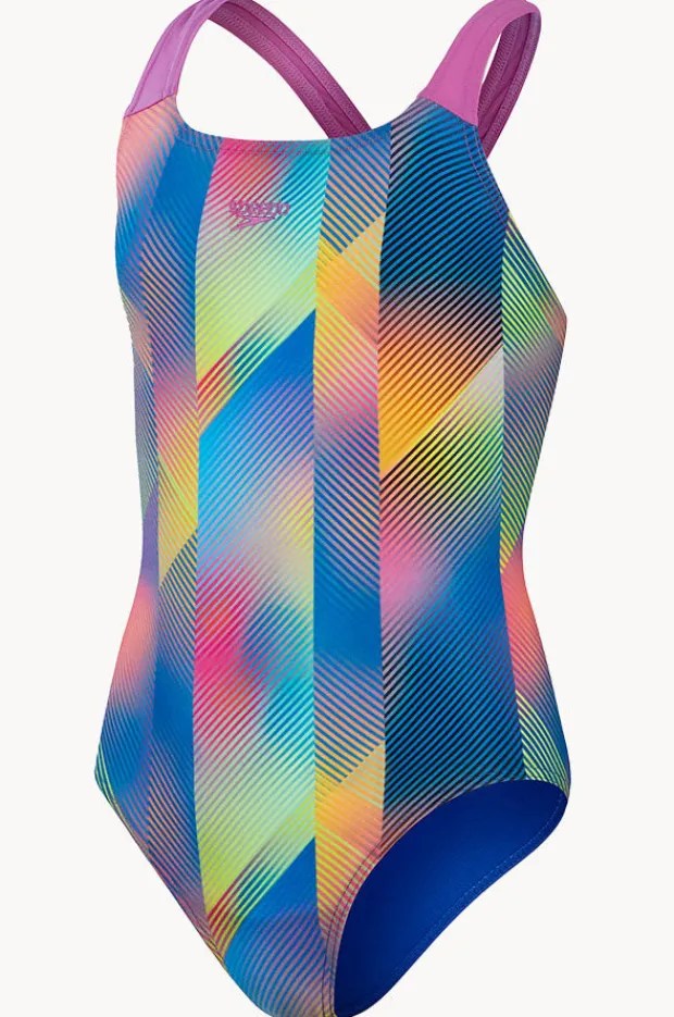 One Pieces|Speedo Girls Digital Allover Powerback One Piece Blue/multi