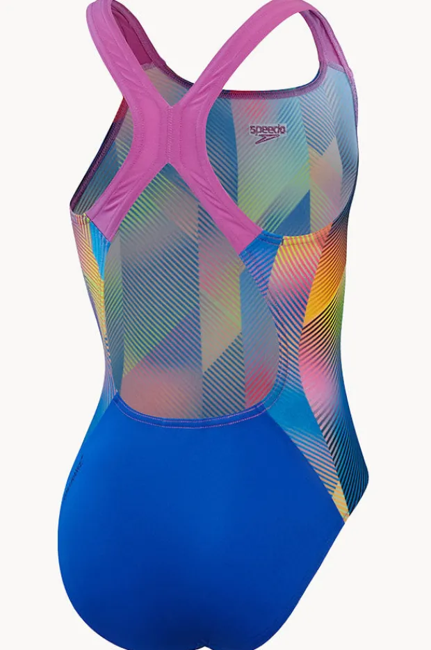 One Pieces|Speedo Girls Digital Allover Powerback One Piece Blue/multi