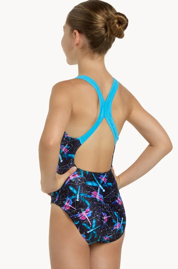 One Pieces|Zoggs Girls Dragonfly Flyback One Piece Black/blue