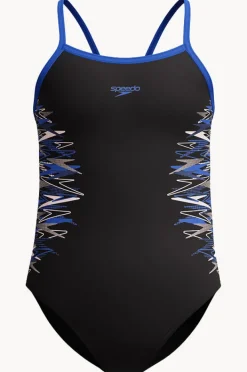 One Pieces|Speedo Girls Duo Logo Placement Thinstrap Muscleback One Piece BLACK