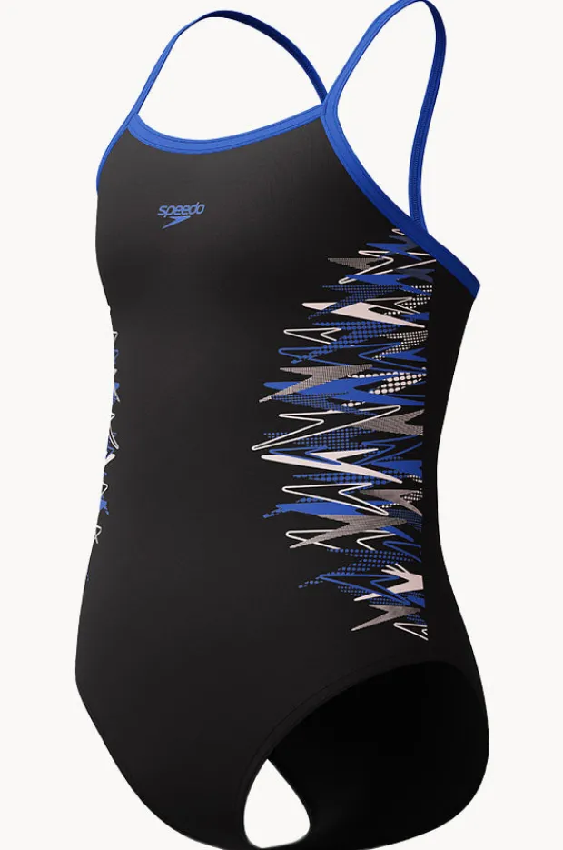 One Pieces|Speedo Girls Duo Logo Placement Thinstrap Muscleback One Piece BLACK