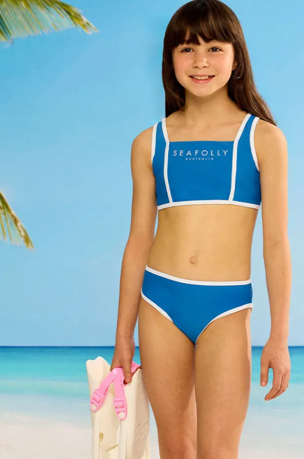 Bikini Sets|Seafolly Girls Girls Essentials Crop Set Azure
