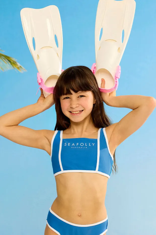 Bikini Sets|Seafolly Girls Girls Essentials Crop Set Azure