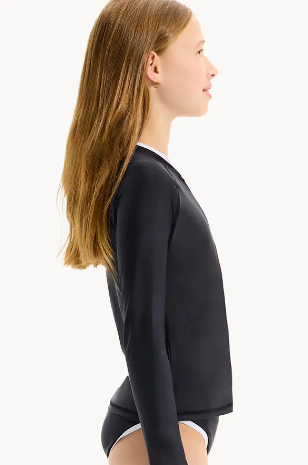 Rashies & Sunsuits|Seafolly Girls Girls Essentials Long Sleeve Suntop BLACK
