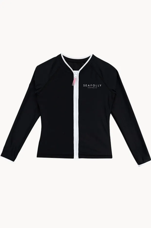 Rashies & Sunsuits|Seafolly Girls Girls Essentials Long Sleeve Suntop BLACK