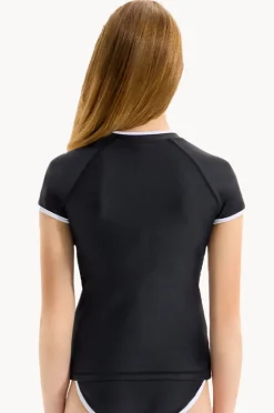 Rashies & Sunsuits|Seafolly Girls Girls Essentials Short Sleeve Suntop BLACK