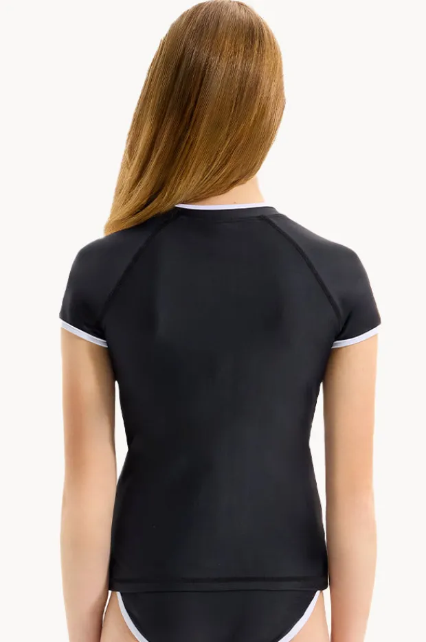 Rashies & Sunsuits|Seafolly Girls Girls Essentials Short Sleeve Suntop BLACK
