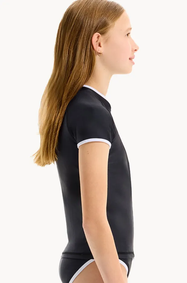 Rashies & Sunsuits|Seafolly Girls Girls Essentials Short Sleeve Suntop BLACK