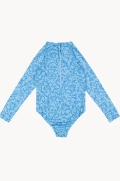 Rashies & Sunsuits|Roxy Girls Flaura Bico Long Sleeve Sunsuit Blue