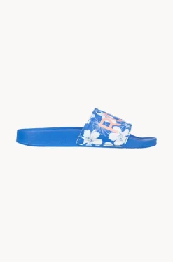 Footwear|Roxy Girls Floral Slippy II Slide Blue/white