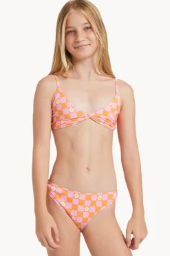 Bikini Sets|Roxy Girls Flower Check Tri Set Tangerine