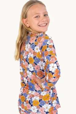 Rashies & Sunsuits|Babes In The Shade Girls Flower Power Suntop Purple/orange