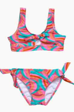 Bikini Sets|Snapper Rock Girls Geo Melon Tie Crop Set Multi