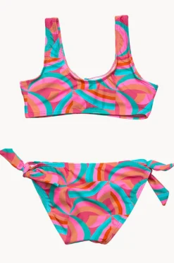 Bikini Sets|Snapper Rock Girls Geo Melon Tie Crop Set Multi