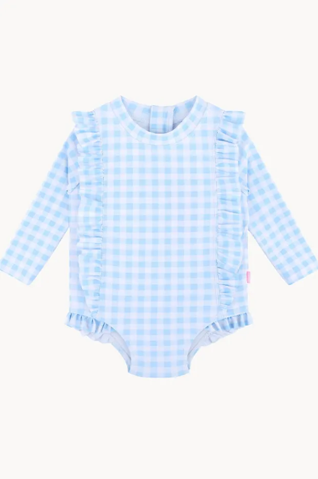 Rashies & Sunsuits|Seafolly Girls Girls Gingham Frill Sunsuit Blue