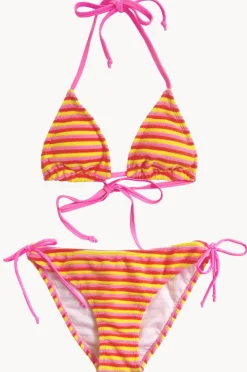 Bikini Sets|Snapper Rock Girls Glow Burst Stripe Tri Set Pink/yellow