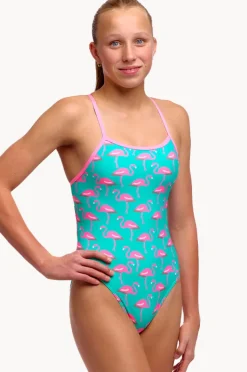 One Pieces|Funkita Girls Go Flamingo Single Strap One Piece Teal/pink