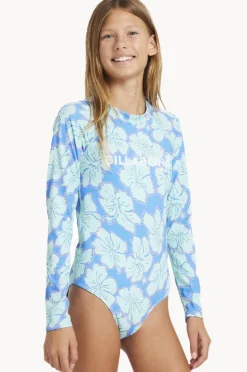 Rashies & Sunsuits|Billabong Girls Happy Hibiscus Sunsuit Blue