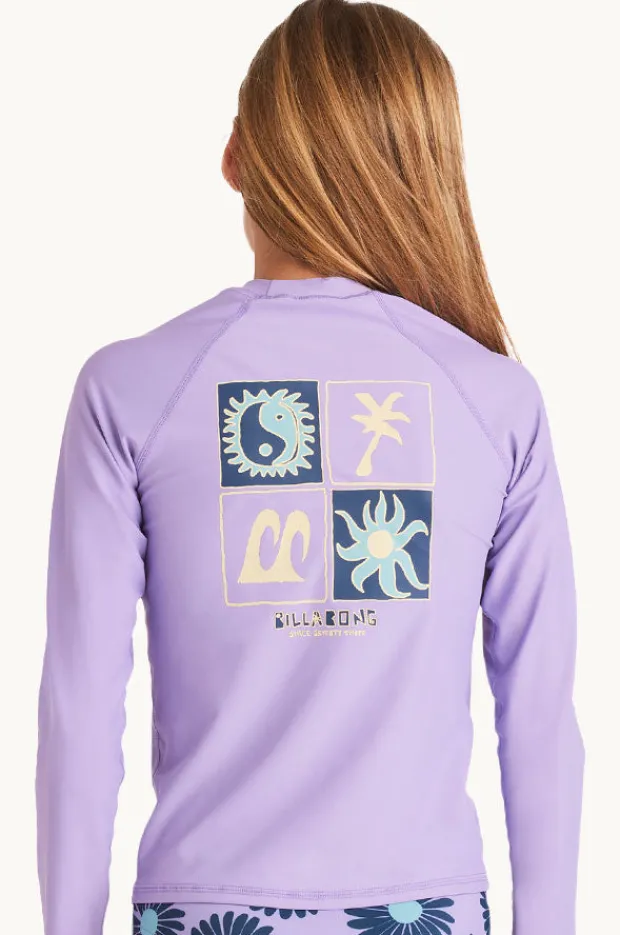 Rashies & Sunsuits|Billabong Girls Heat Wave Long Sleeve Suntop Light purple
