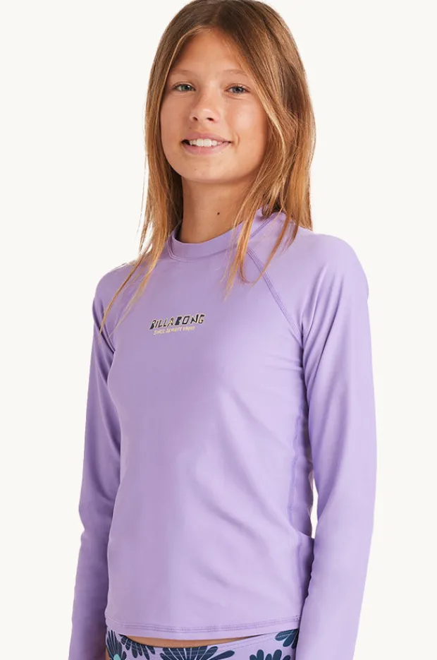 Rashies & Sunsuits|Billabong Girls Heat Wave Long Sleeve Suntop Light purple