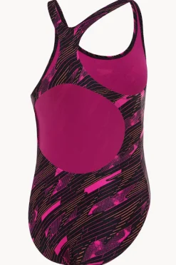 One Pieces|Speedo Girls Hyperboom Allover Medalist One Piece Black/Pink