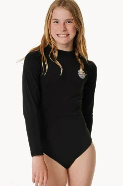 Rashies & Sunsuits|Rip Curl Girls Icon Brushed Sunsuit BLACK