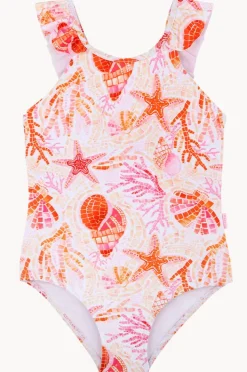 One Pieces|Seafolly Girls Girls La Mer Frill One Piece Orange/pink
