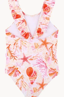 One Pieces|Seafolly Girls Girls La Mer Frill One Piece Orange/pink