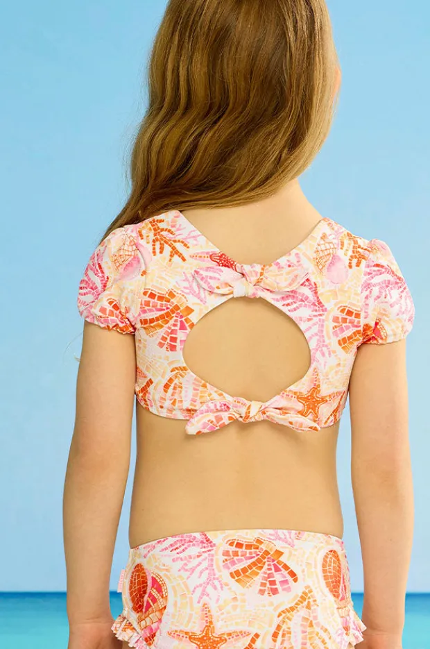 Bikini Sets|Seafolly Girls Girls La Mer Short Sleeve Crop Set Orange/Pink