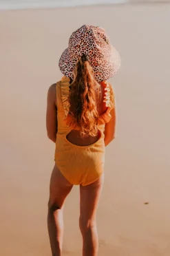 Hats|Bedhead Girls Leopard Ponytail Bucket Sunhat Coral Pink