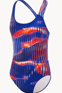 One Pieces|Speedo Girls Linear Lava Splashback One Piece Blue/red
