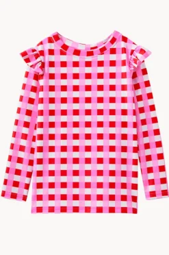 Rashies & Sunsuits|Milky Girls Lollipop Check Suntop Red/pink
