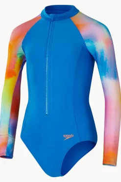 Rashies & Sunsuits|Speedo Girls Long Sleeve Sunsuit Blue/Multi