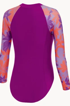 Rashies & Sunsuits|Speedo Girls Long Sleeve Sunsuit Purple/Orange