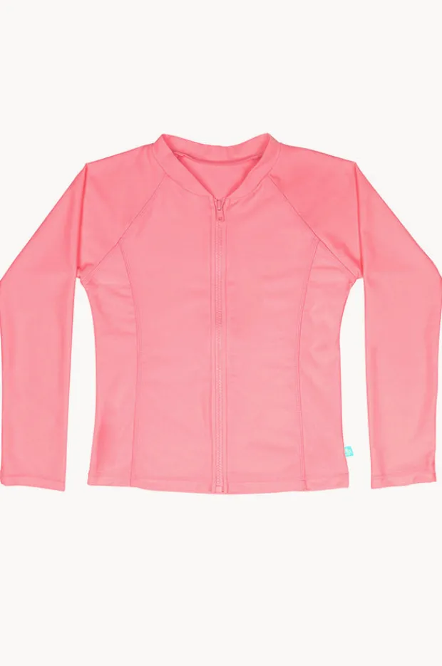 Rashies & Sunsuits|Salty Ink Girls Long Sleeve Zip Suntop Peach